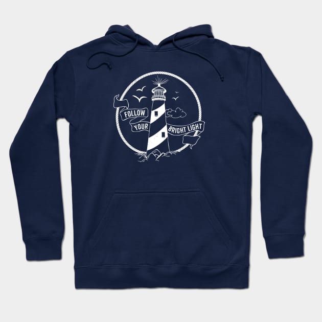 Nautical lettering: Follow you light Hoodie by GreekTavern